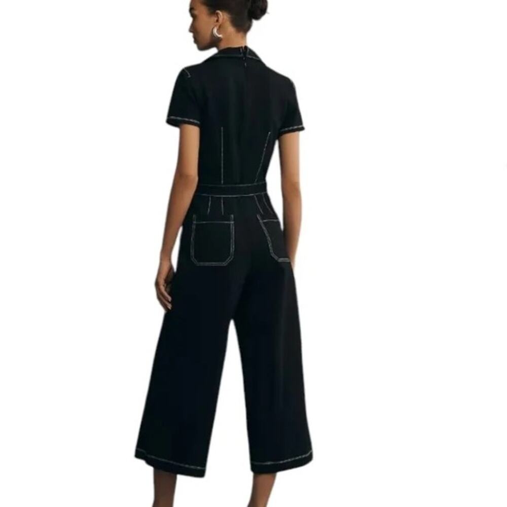 Maeve Wrapped Culotte Jumpsuit: Ponte Edition | Black | Size 6 | Anthropologie - Picture 14 of 16
